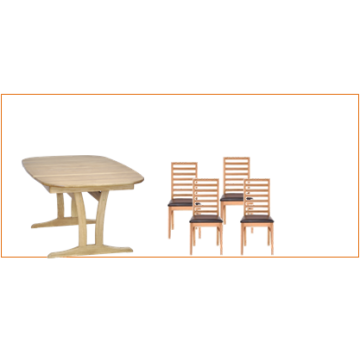 Oval spisebord + 4 stole 